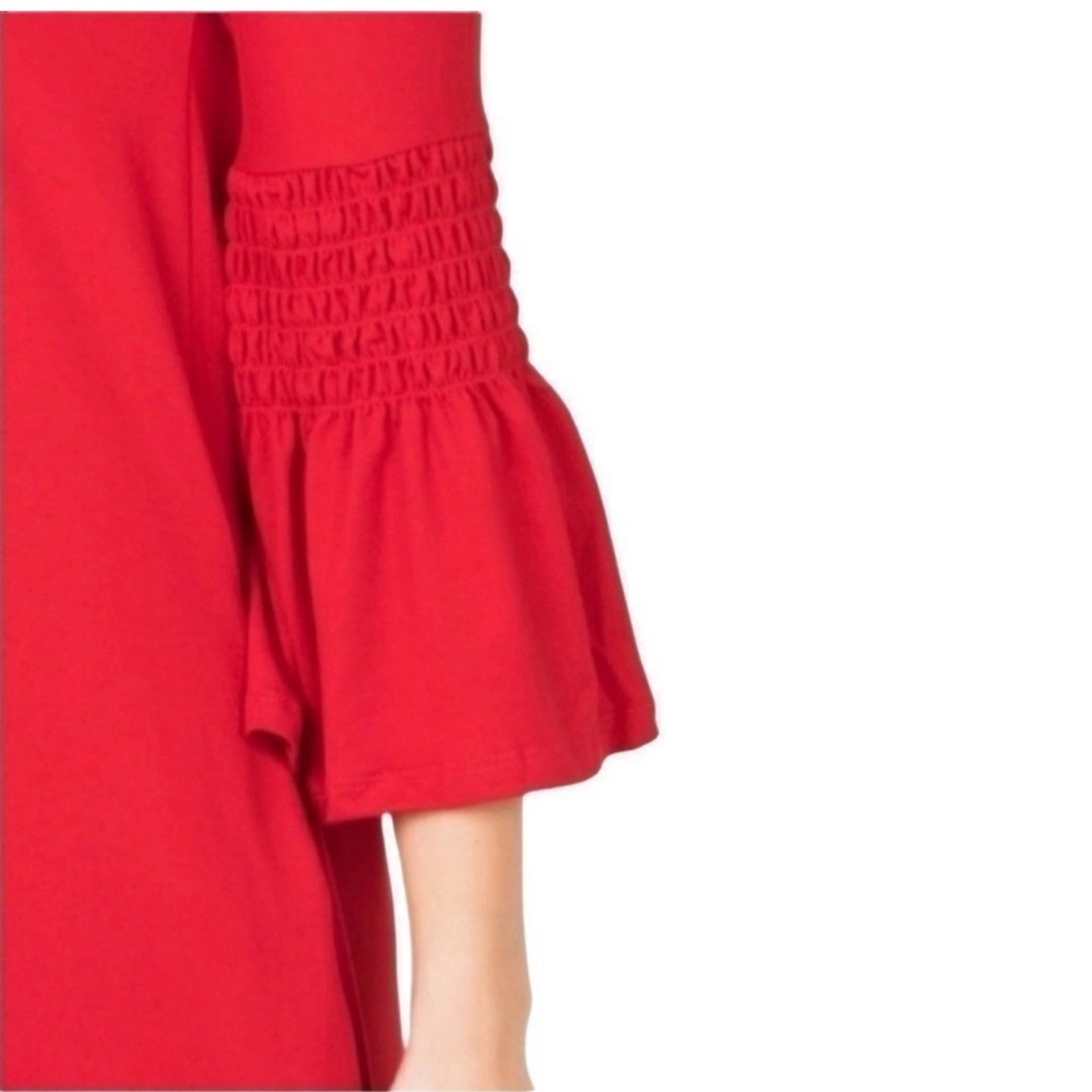 Elegant Agnes & Dora Red Bell Sleeve Swing Dress XL Boho Stretch Knit Tunic - Picture 3 of 9